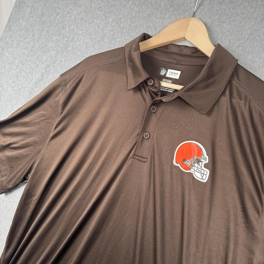 NFL Team Apparel Polo Shirt Mens XL Brown Cleveland Browns Logo Performance NEW